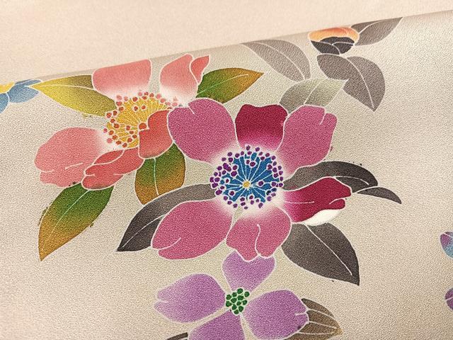 平和屋着物●訪問着　友禅　作家物　草花文　暈し染め　正絹　逸品　AABM5178ph