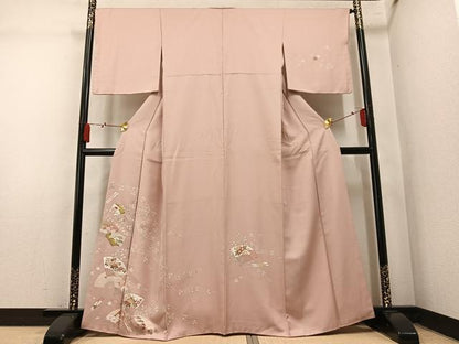 平和屋着物●訪問着　扇面花文　金彩　正絹　逸品　AABM5179ph