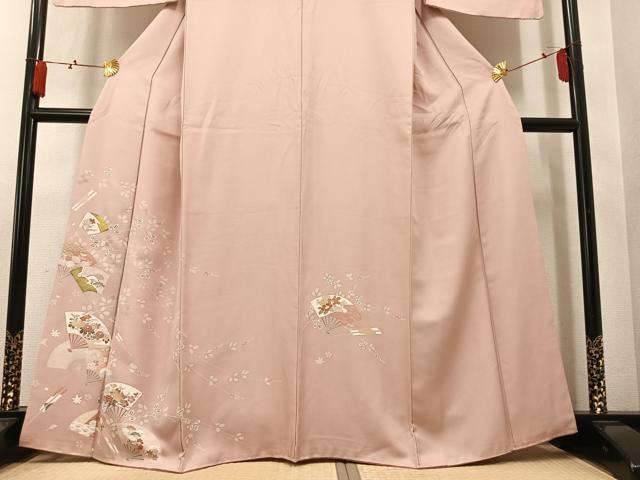 平和屋着物●訪問着　扇面花文　金彩　正絹　逸品　AABM5179ph
