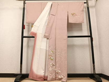 平和屋着物●訪問着　扇面花文　金彩　正絹　逸品　AABM5179ph