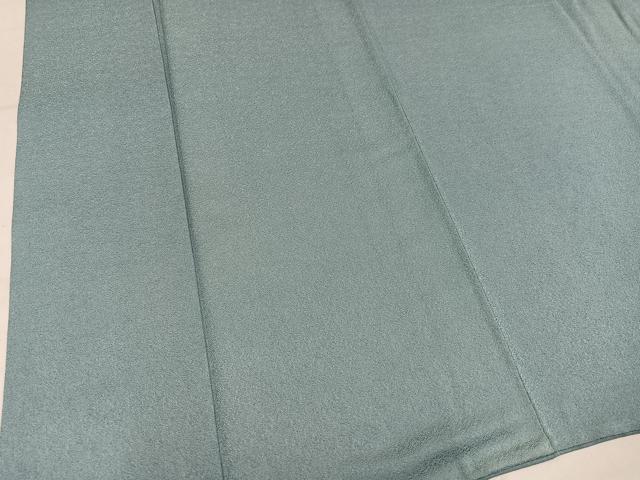 平和屋着物●上質な色無地　寿光織　花地紋　千草色　反端付き　正絹　逸品　AABM5181ph