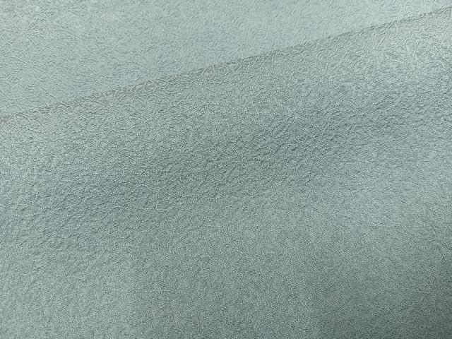平和屋着物●上質な色無地　寿光織　花地紋　千草色　反端付き　正絹　逸品　AABM5181ph