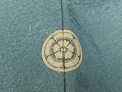 平和屋着物●服飾評論家　市田ひろみ監修　色無地　松竹梅地紋　水浅葱色　正絹　逸品　AABM5184ph