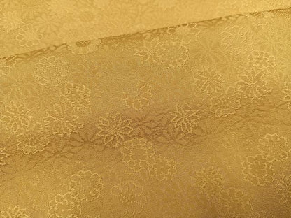 平和屋着物●上質な色無地　草花地紋　玉蜀黍色　ロング丈　正絹　逸品　未使用　AABM5187ph