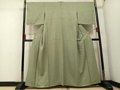 平和屋着物●上質な色無地　風景草花地紋　利休茶色　正絹　逸品　AABM5188ph