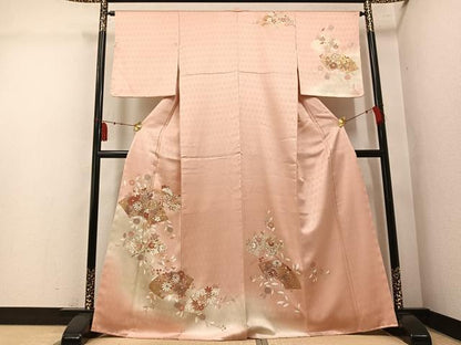 平和屋着物●訪問着　地紙花文　暈し染め　金彩　正絹　逸品　未使用　AABM5190ph