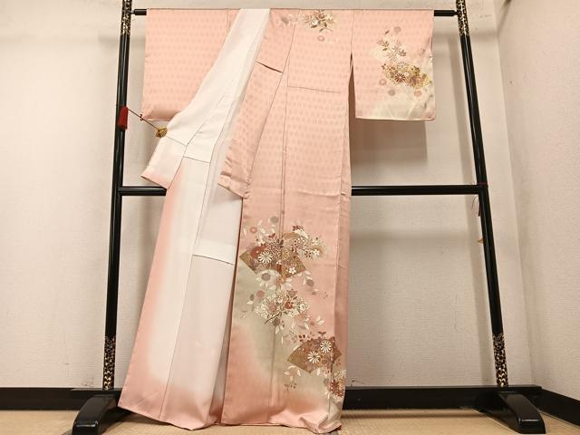 平和屋着物●訪問着　地紙花文　暈し染め　金彩　正絹　逸品　未使用　AABM5190ph