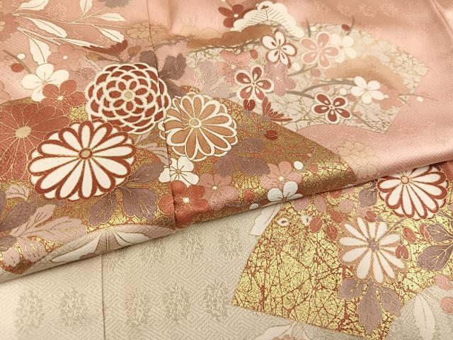 平和屋着物●訪問着　地紙花文　暈し染め　金彩　正絹　逸品　未使用　AABM5190ph