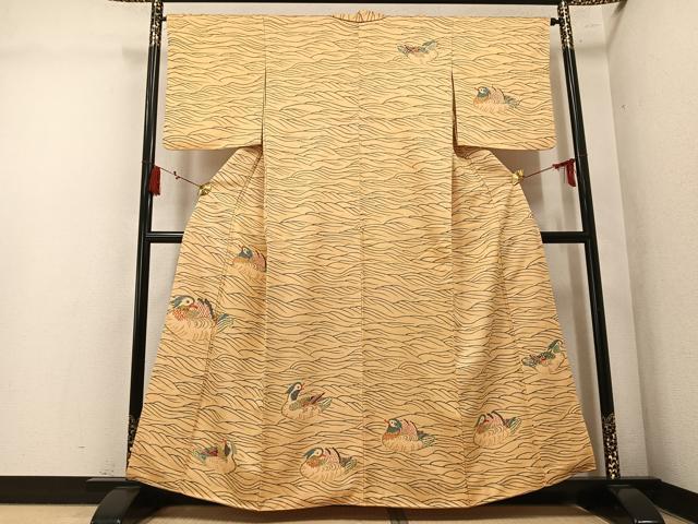 平和屋着物●訪問着　手描き　鴛鴦　正絹　逸品　AABM5192ph