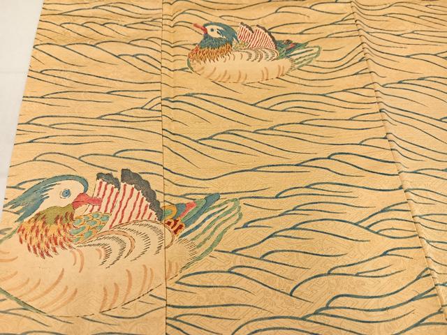 平和屋着物●訪問着　手描き　鴛鴦　正絹　逸品　AABM5192ph