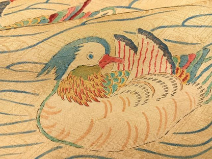 平和屋着物●訪問着　手描き　鴛鴦　正絹　逸品　AABM5192ph
