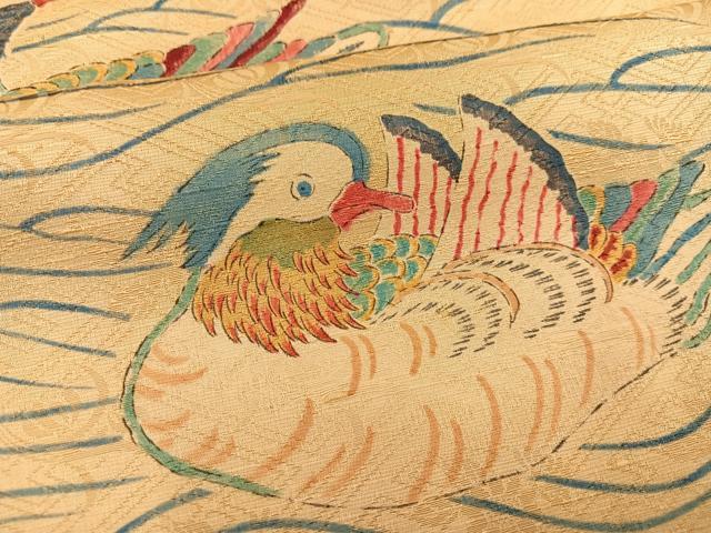平和屋着物●訪問着　手描き　鴛鴦　正絹　逸品　AABM5192ph