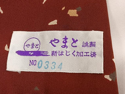平和屋着物●訪問着草花文　黒地　噓つき襦袢　正絹　逸品　AABM5196ph