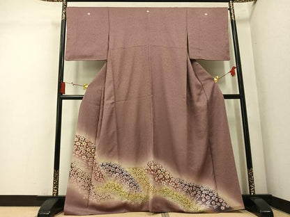 平和屋着物●豪華色留袖　おぼろ染　重ね絞り　草花文　暈し染め　金彩　金通し地　正絹　逸品　AABM5200ph