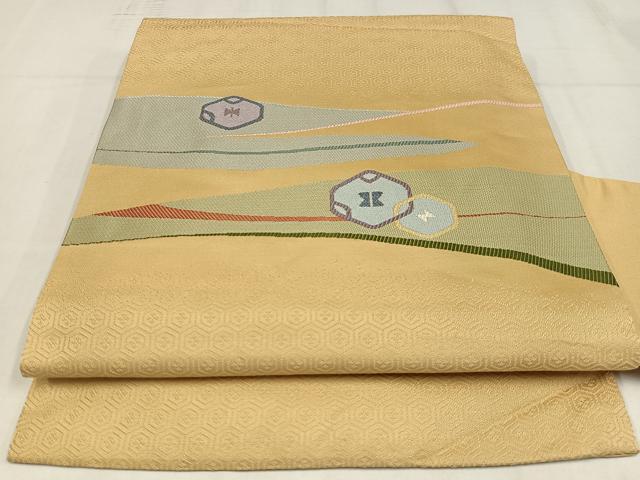 平和屋着物◎九寸名古屋帯　亀甲文　正絹　逸品　AABM5202bw