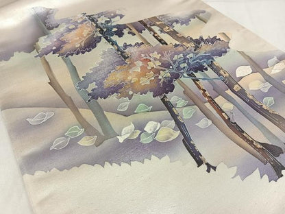 平和屋着物◎江戸友禅作家　三辻与四昭　太鼓柄袋帯　樹林文　正絹　逸品　AABM5205bw