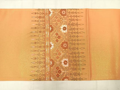 平和屋着物◎中国三大刺繍　相良刺繍　太鼓柄袋帯　更紗花文　正絹　逸品　AABM5207bw