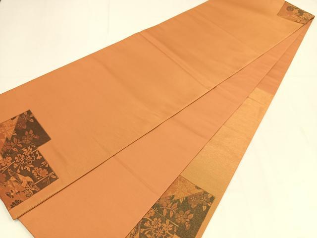 平和屋着物◎太鼓柄袋帯　色紙重ね花鳥文　金糸　正絹　逸品　AABM5208bw