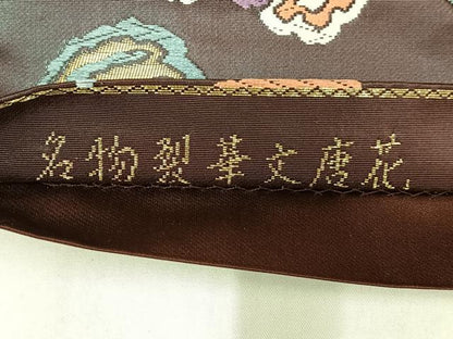 平和屋着物◎六通柄袋帯　名物裂華文唐花　金糸　正絹　逸品　AABM5213bw