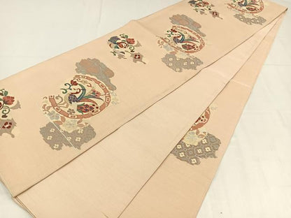 平和屋着物◎六通柄袋帯　唐織　花鳥文　金糸　正絹　逸品　AABM5218bw