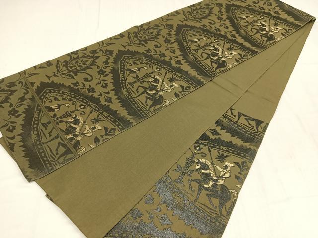平和屋着物◎六通柄　京本袋帯　狩猟文　正絹　逸品　AABM5238bw