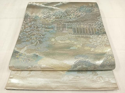 平和屋着物◎六通柄袋帯　古都名園集　天竜寺庭園　プラチナ箔　正絹　逸品　AABM5243bw