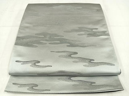 平和屋着物◎全通柄袋帯　九百緞子　霞文　正絹　逸品　AABM5244bw
