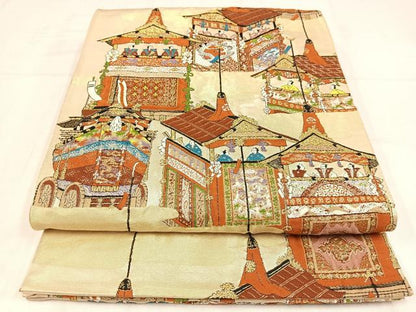平和屋着物◎六通柄袋帯　唐織　祇園祭　金糸　正絹　逸品　AABM5250bw