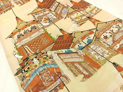 平和屋着物◎六通柄袋帯　唐織　祇園祭　金糸　正絹　逸品　AABM5250bw