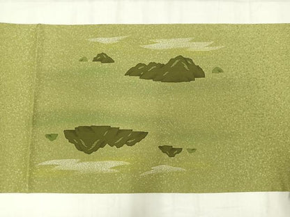 平和屋着物◎太鼓柄袋帯　紬地　重ね山文　正絹　逸品　AABM5256bw