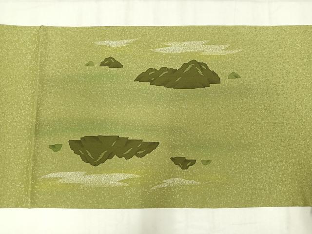 平和屋着物◎太鼓柄袋帯　紬地　重ね山文　正絹　逸品　AABM5256bw