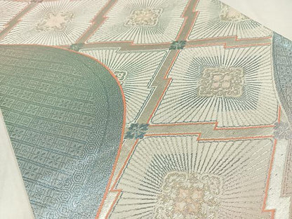 平和屋着物◎六通柄袋帯　唐織　松皮菱文　金銀糸　正絹　逸品　AABM5266bw