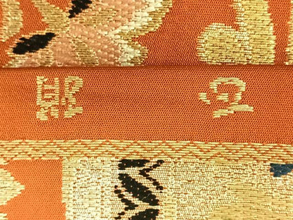 平和屋着物◎西陣　六通柄　本袋帯　唐織　更紗花文　金銀糸　正絹　逸品　AABM5274bw
