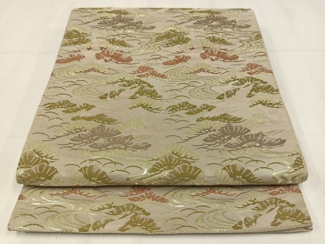 平和屋着物◎六通柄袋帯　唐織　飛鶴流水松文　金糸　正絹　逸品　AABM5275bw