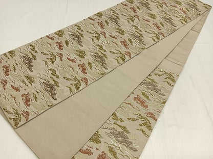 平和屋着物◎六通柄袋帯　唐織　飛鶴流水松文　金糸　正絹　逸品　AABM5275bw
