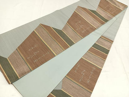 平和屋着物◎六通柄袋帯　文字文　正絹　逸品　AABM5280bw