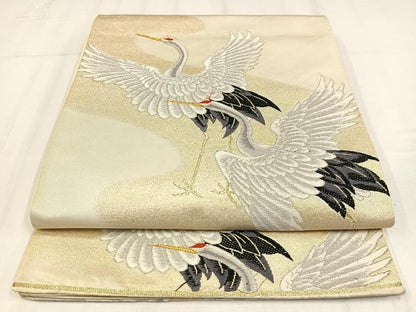 平和屋着物◎六通柄袋帯　唐織　飛鶴文　金銀糸　正絹　逸品　AABM5284bw
