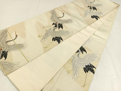平和屋着物◎六通柄袋帯　唐織　飛鶴文　金銀糸　正絹　逸品　AABM5284bw