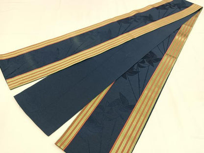 平和屋着物◎本場筑前博多織　半幅帯　間道　風車　正絹　逸品　AABM5288bw