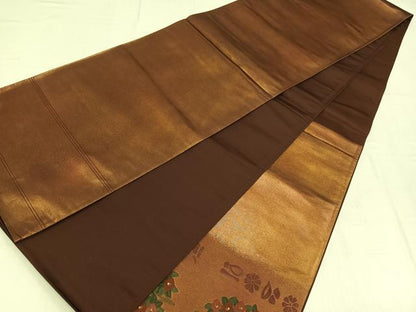 平和屋着物◎太鼓柄袋帯　古代人物花鳥文　引箔　正絹　逸品　AABM5290bw
