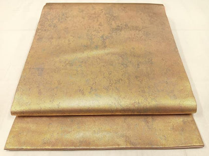 平和屋着物◎六通柄袋帯　箔あそび　霞文　引箔　正絹　逸品　AABM5294bw