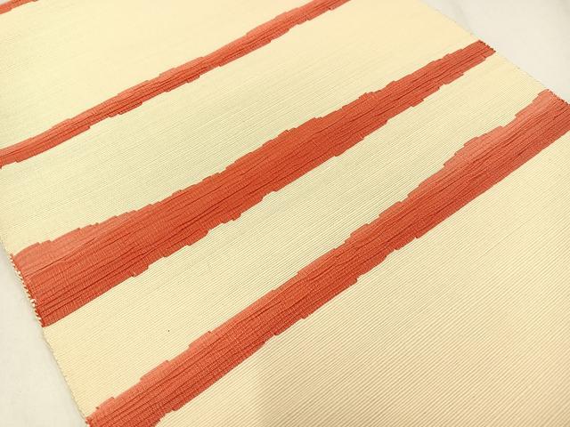 平和屋着物◎八寸名古屋帯　紬地　横段文　正絹　逸品　AABM5295bw