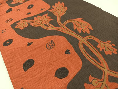 平和屋着物◎六通柄　京袋帯　更紗花文　正絹　逸品　AABM5298bw