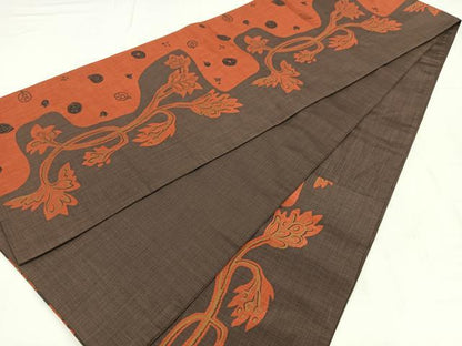 平和屋着物◎六通柄　京袋帯　更紗花文　正絹　逸品　AABM5298bw