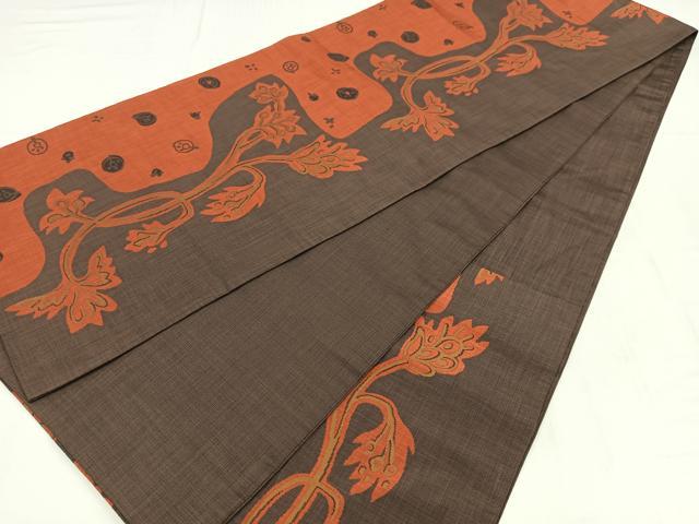 平和屋着物◎六通柄　京袋帯　更紗花文　正絹　逸品　AABM5298bw