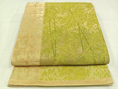 平和屋着物◎六通柄袋帯　唐織　笹竹文　金糸　正絹　逸品　AABM5315bw