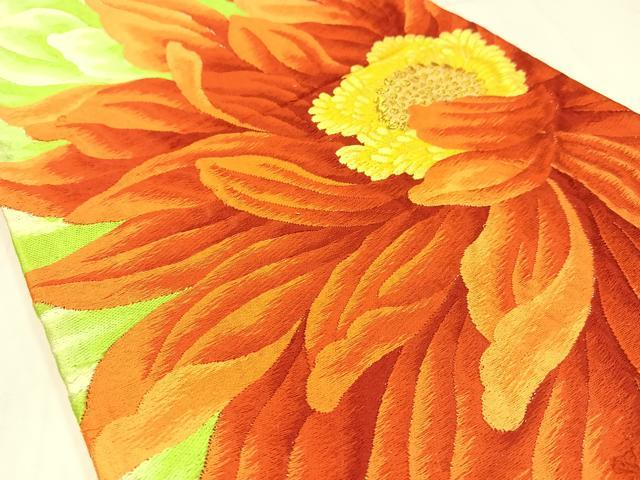 平和屋着物◎六通柄袋帯　唐織　花　金糸　正絹　逸品　AABM5318bw