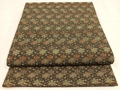 平和屋着物◎丸帯　花唐草文　璃寛茶　金糸　正絹　逸品　AABM5332bw
