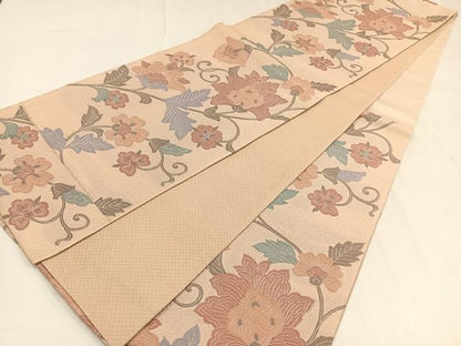 平和屋着物◎六通柄袋帯　京纐纈　更紗花文　正絹　逸品　AABM5335bw