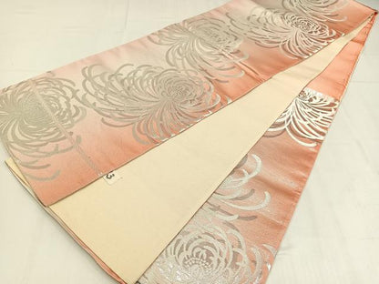 平和屋着物◎六通柄袋帯　乱菊　銀糸　正絹　逸品　AABM5380bw
